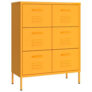 vidaXL Armoire &agrave; tiroirs Jaune moutarde 80x35x101,5 cm Acier
