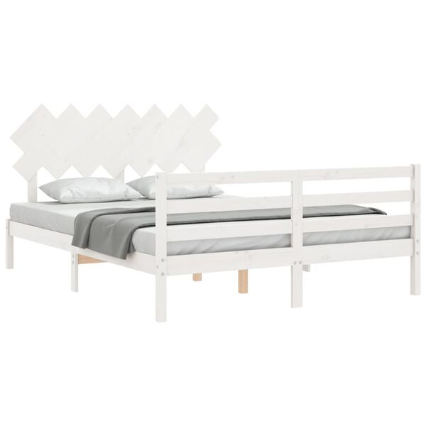 vidaXL Cadre de lit sans matelas blanc 140x190 cm bois massif