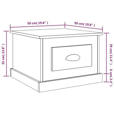 vidaXL Table basse Sonoma gris 50x50x35 cm Bois d'ingénierie