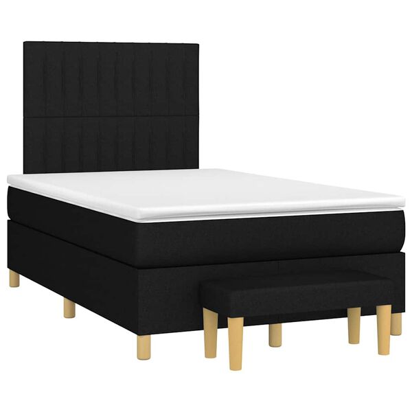 vidaXL Sommier &agrave; lattes de lit avec matelas noir 120x190 cm tissu