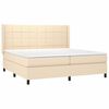 vidaXL Sommier &agrave; lattes de lit matelas et LED Cr&egrave;me 200x200 cm Tissu
