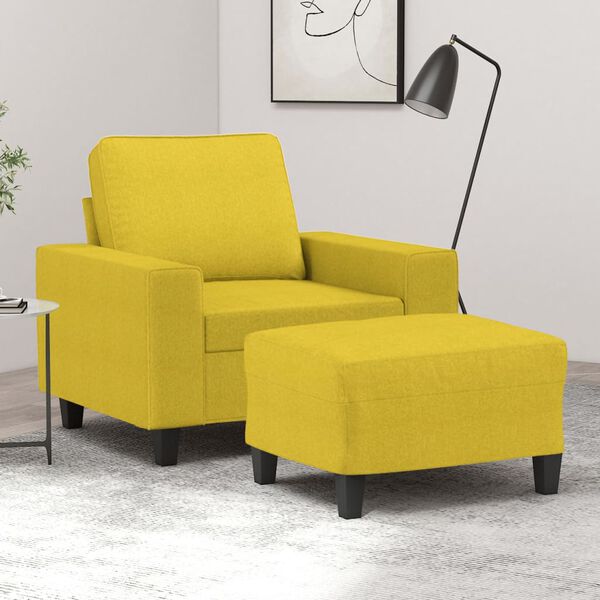 vidaXL Fauteuil avec repose-pied Jaune clair 60 cm Tissu
