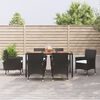 vidaXL Ensemble &agrave; manger de jardin coussins 7pcs Noir R&eacute;sine tress&eacute;e