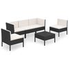 vidaXL Salon de jardin 6 pcs avec coussins r&eacute;sine tress&eacute;e noir