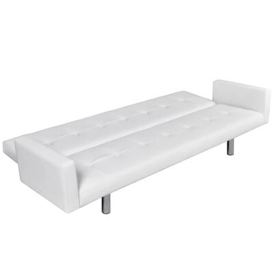 vidaXL Canapé-lit avec accoudoir Cuir synthétique Blanc