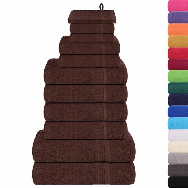 vidaXL Ensemble de serviettes FROGN 12 pcs marron 360 g/m&sup2;