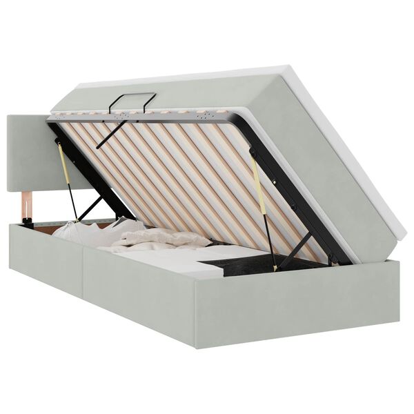 vidaXL Lit de Rangement avec matelas Gris clair 90 x 200 cm Velours