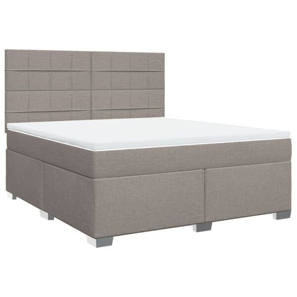 vidaXL Sommier &agrave; lattes de lit avec matelas Taupe 180x200 cm Tissu
