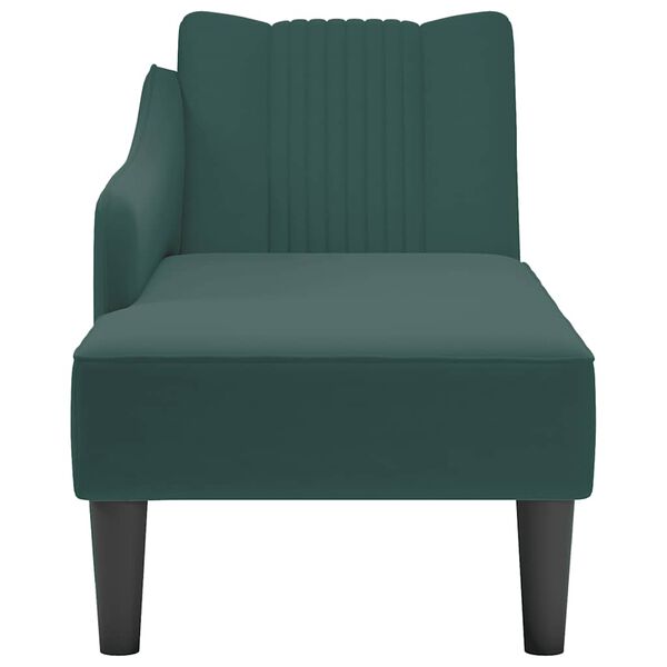 vidaXL Fauteuil long avec accoudoir droit vert foncé velours