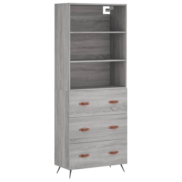 vidaXL Buffet haut Sonoma gris 69,5x34x180 cm Bois d'ing&eacute;nierie