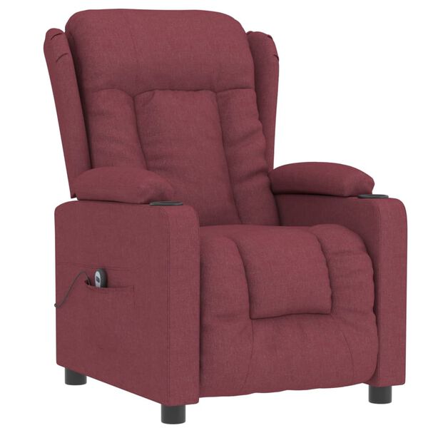 vidaXL Fauteuil inclinable &eacute;lectrique Rouge bordeaux Tissu