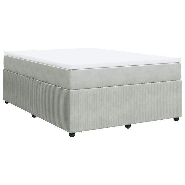 vidaXL Sommier &agrave; lattes de lit et matelas Gris clair 140x190cm Velours