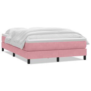 vidaXL Sommier &agrave; lattes de lit avec matelas rose 140x210 cm velours