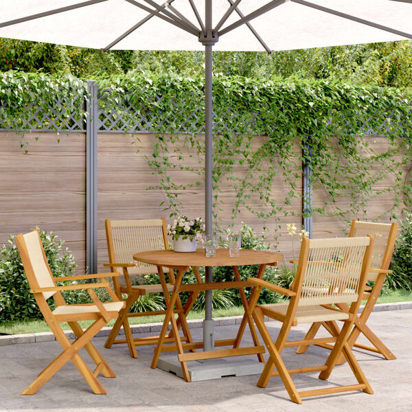 vidaXL Ensemble à manger de jardin 5pcs beige polypropylène et bois