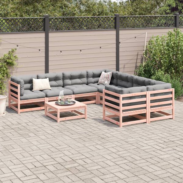vidaXL Salon de jardin 9 pcs avec coussins sapin de douglas solide