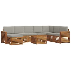 vidaXL Ensemble de canap&eacute;s d'ext&eacute;rieur 9 pc Gris Naturel et Clair