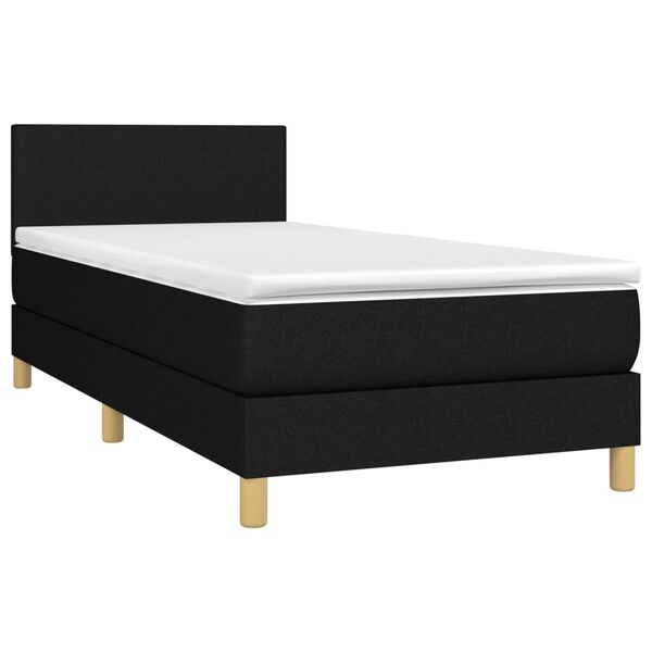 vidaXL Sommier &agrave; lattes de lit avec matelas et LED Noir 80x200cm Tissu
