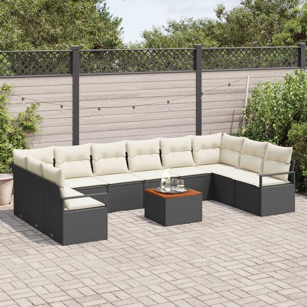 vidaXL Ensemble de canap&eacute; de jardin 11 pcs Noir et blanc
