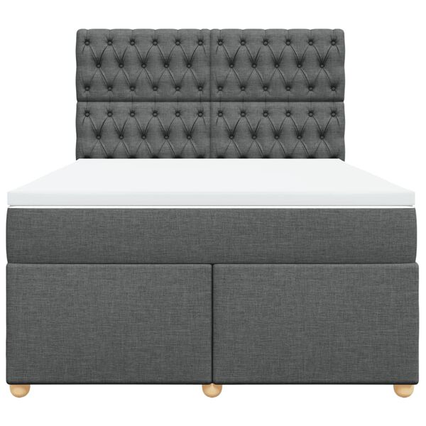 vidaXL Sommier &agrave; lattes de lit avec matelas Gris fonc&eacute; 140x200cm Tissu