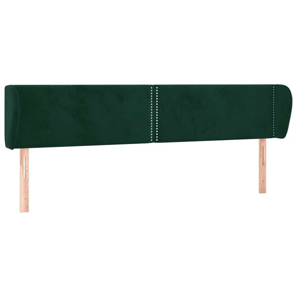 vidaXL T&ecirc;te de lit avec oreilles Vert fonc&eacute; 163x23x78/88 cm Velours