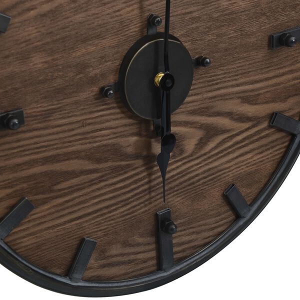 vidaXL Horloge murale Marron et noir 45 cm Fer et MDF