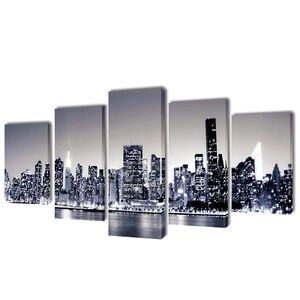 Set de toiles murales imprim&eacute;es Horizon de New York monochrome