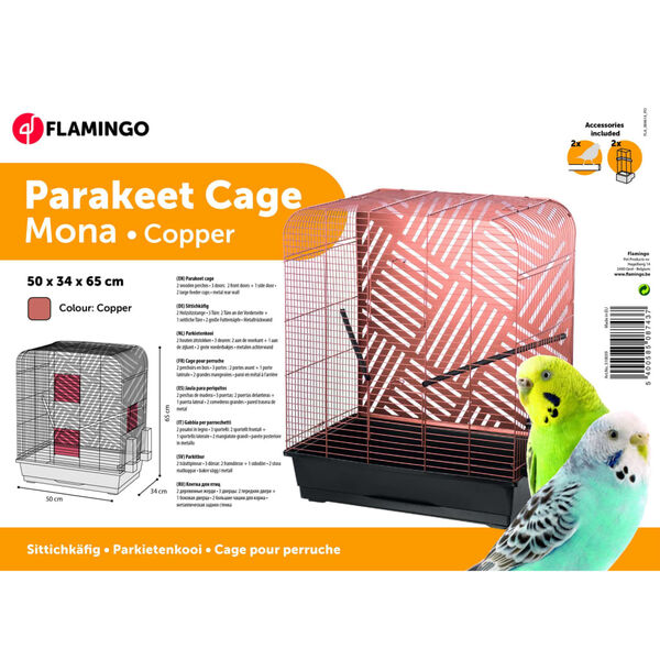 FLAMINGO Cage &agrave; perruches Mona 50x34x65 cm Cuivre