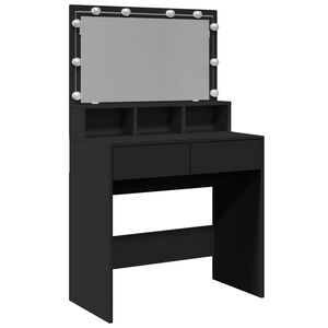 vidaXL Coiffeuse avec LED noir 80x41x134,5 cm
