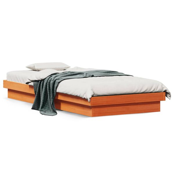 vidaXL Cadre de lit &agrave; LED sans matelas 100x200 cm bois massif