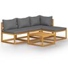 vidaXL Salon de jardin 5 pcs avec coussin Bois d'acacia solide