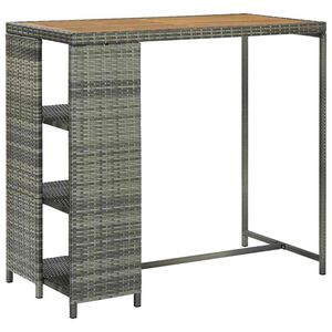 vidaXL Table de bar avec rangement Gris 120x60x110 cm R&eacute;sine tress&eacute;e