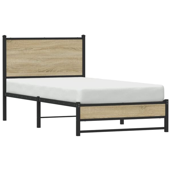 vidaXL Cadre de lit en métal sans matelas chêne sonoma 90x200 cm