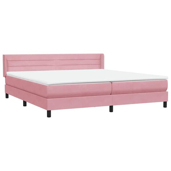vidaXL Sommier à lattes de lit avec matelas rose 200x220 cm velours