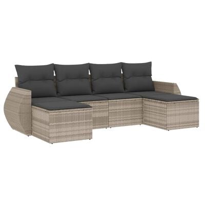 vidaXL Salon de jardin 6 pcs avec coussins gris clair résine tressée