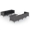 vidaXL Salon de jardin 8 pcs avec coussins R&eacute;sine tress&eacute;e Gris fonc&eacute;