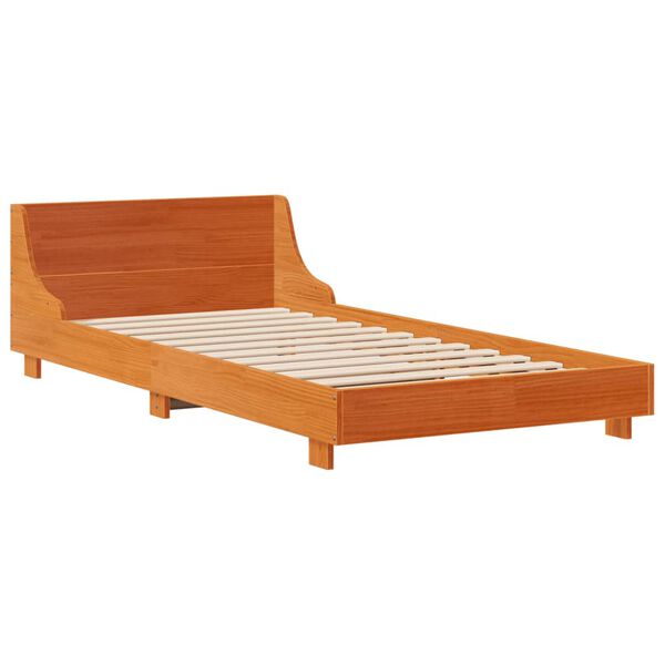 vidaXL Cadre de lit sans matelas cire marron 90x200 cm bois pin massif