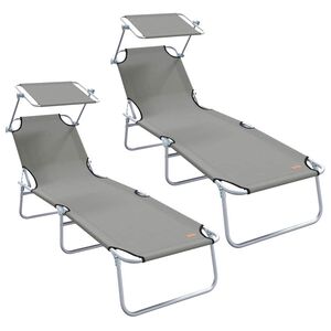 vidaXL Transat 2 pc Polyester Gris