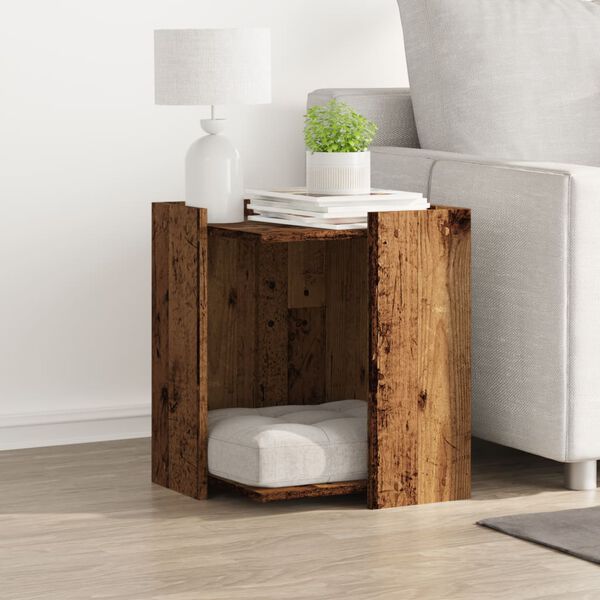 vidaXL Meuble de bac &agrave; liti&egrave;re pour chat vieux bois bois d'ing&eacute;nierie