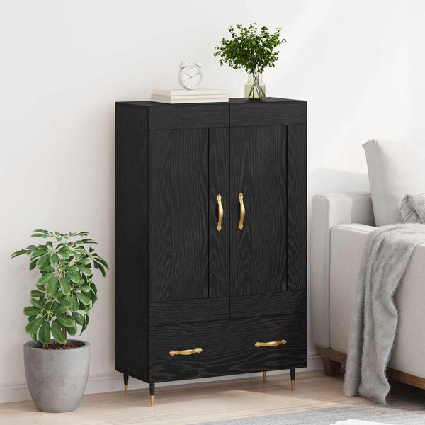 vidaXL Haut Armoire Ch&ecirc;ne noir 69,5 x 31 x 115 cm Bois d'ing&eacute;nierie