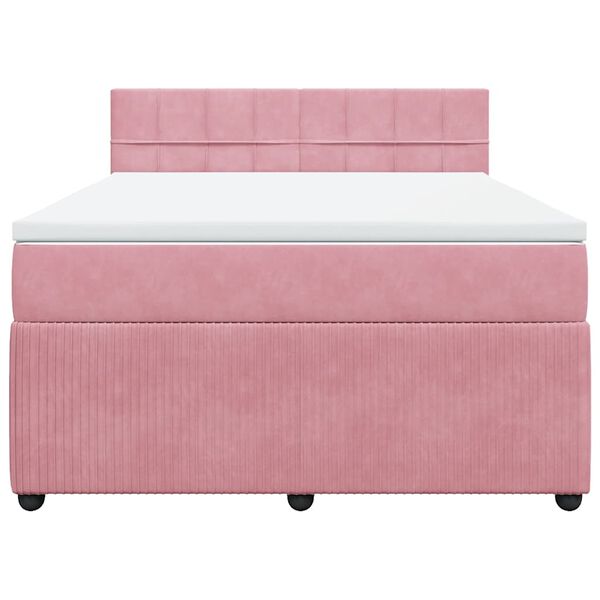 vidaXL Sommier &agrave; lattes de lit avec matelas Rose 140x190 cm Velours