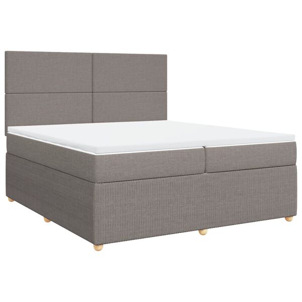 vidaXL Sommier &agrave; lattes de lit avec matelas Taupe 200x200 cm Tissu