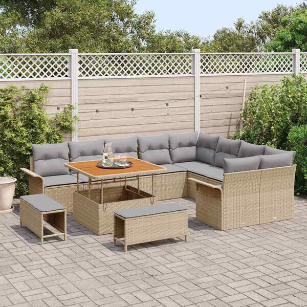 vidaXL Ensemble de canap&eacute; de jardin 12 pcs Beige et Gris clair