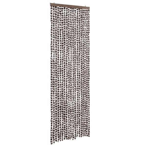 vidaXL Rideau anti-mouches marron et blanc 56x200 cm chenille