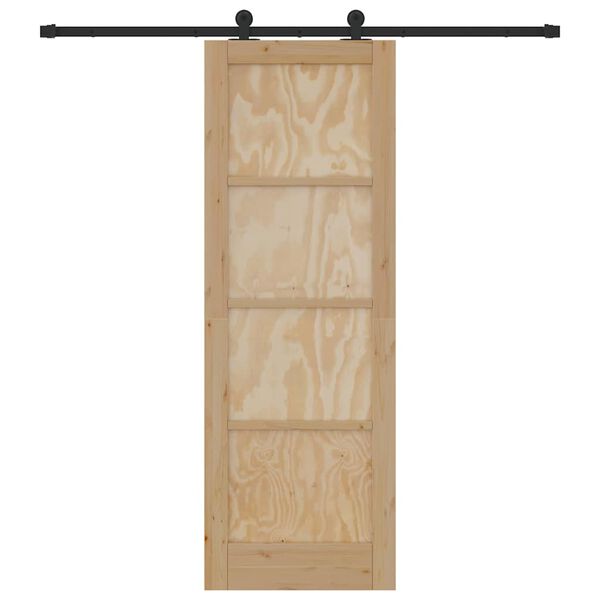 vidaXL Porte coulissante Naturel et Noir 73,5 x 211 cm Pin massif
