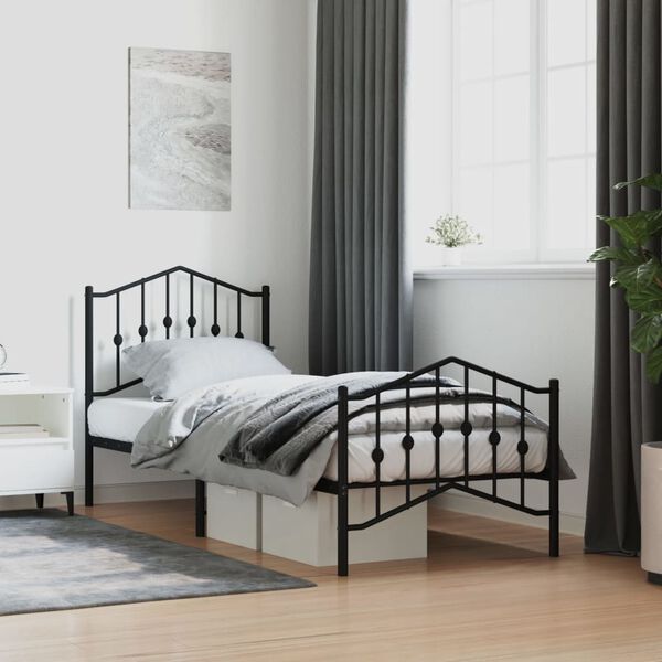 vidaXL Cadre de lit métal sans matelas avec pied de lit noir 80x200 cm