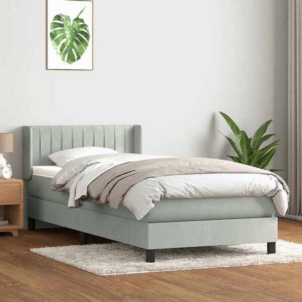 vidaXL Sommier &agrave; lattes de lit et matelas gris clair 80x220 cm velours