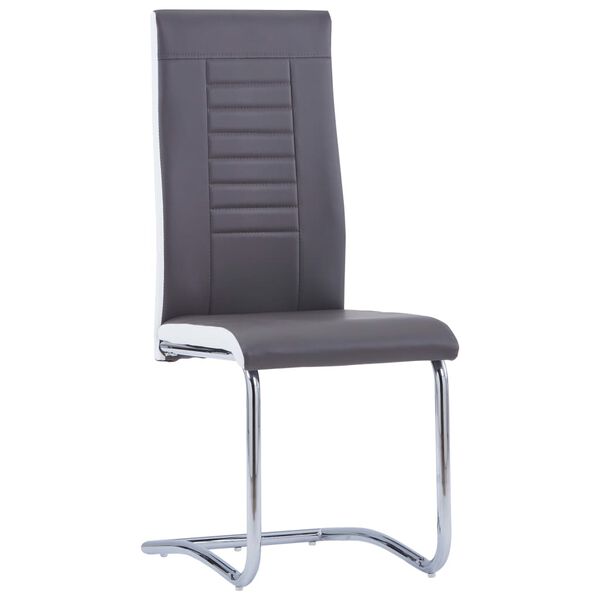 vidaXL Chaises &agrave; manger cantilever lot de 4 gris similicuir