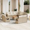 vidaXL Salon de jardin avec coussins 12 pcs beige r&eacute;sine tress&eacute;e