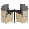 vidaXL Ensemble &agrave; manger de jardin avec coussins 5pcs Beige poly rotin