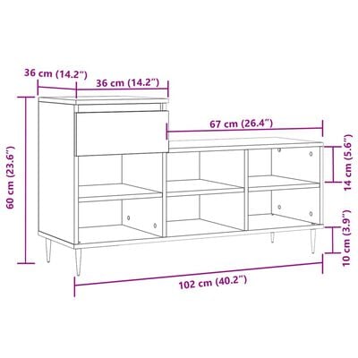 vidaXL Armoire à chaussures Blanc 102x36x60 cm Bois d'ingénierie